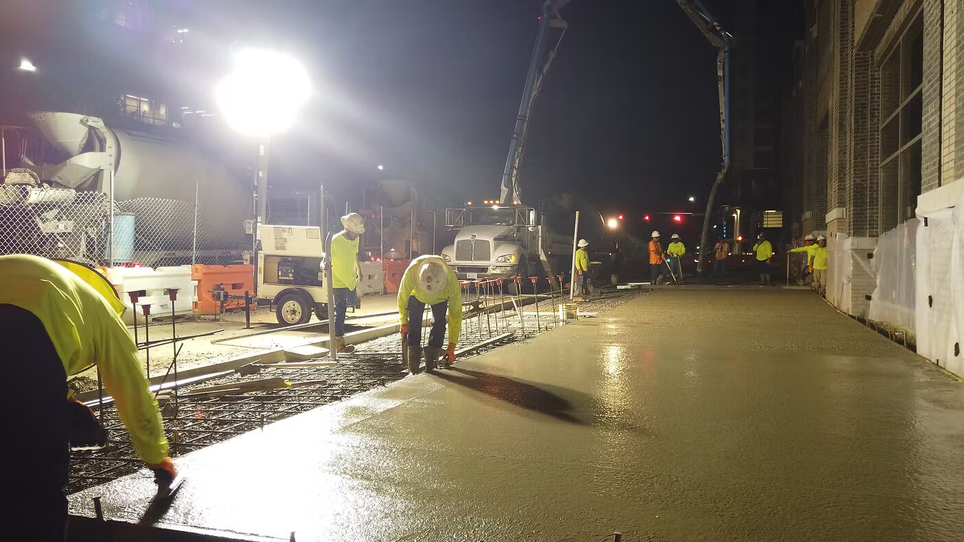 Multi-building concrete foundations