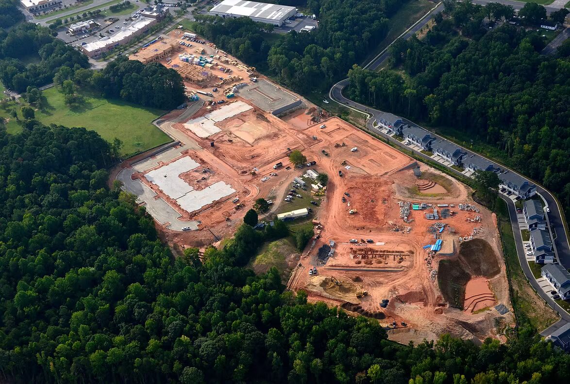 Utility trenching aerial view